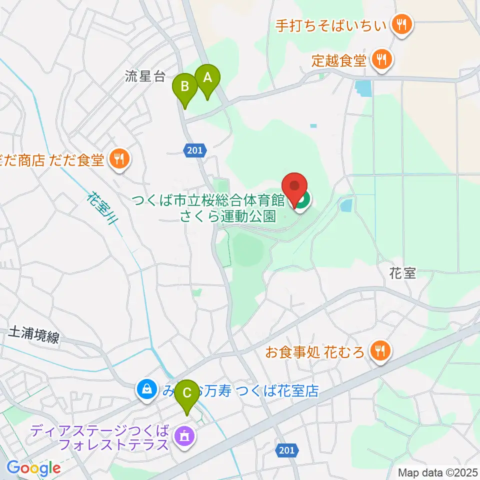 つくば市桜総合体育館周辺の駐車場・コインパーキング一覧地図