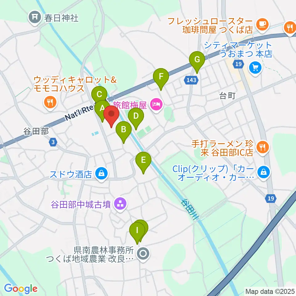 つくば市谷田部総合体育館周辺の駐車場・コインパーキング一覧地図