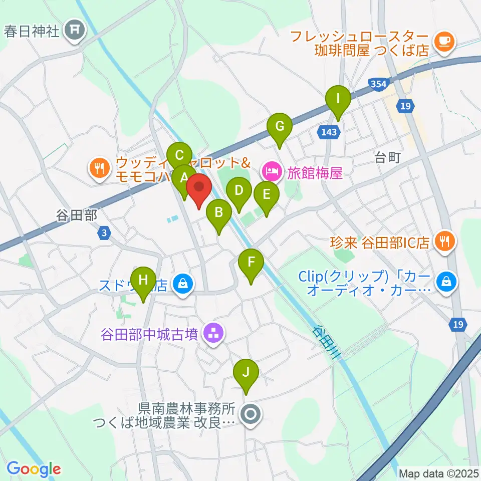 つくば市谷田部総合体育館周辺の駐車場・コインパーキング一覧地図
