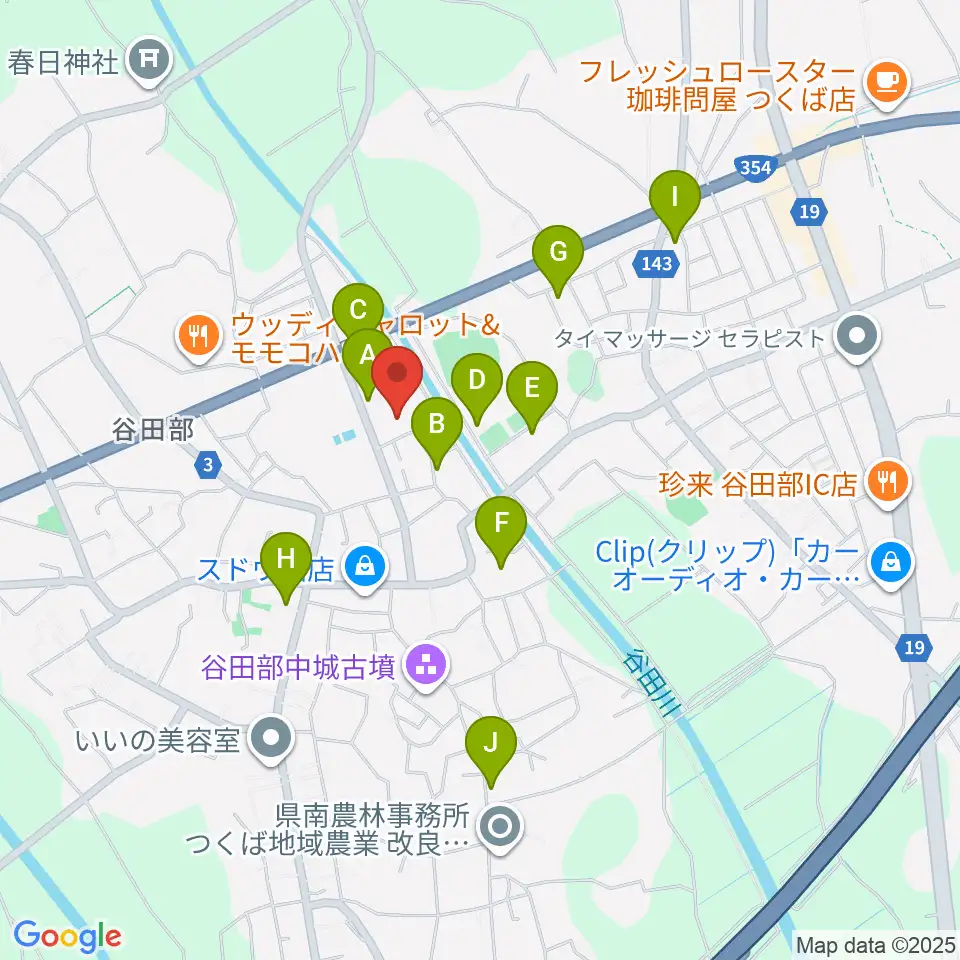 つくば市谷田部総合体育館周辺の駐車場・コインパーキング一覧地図