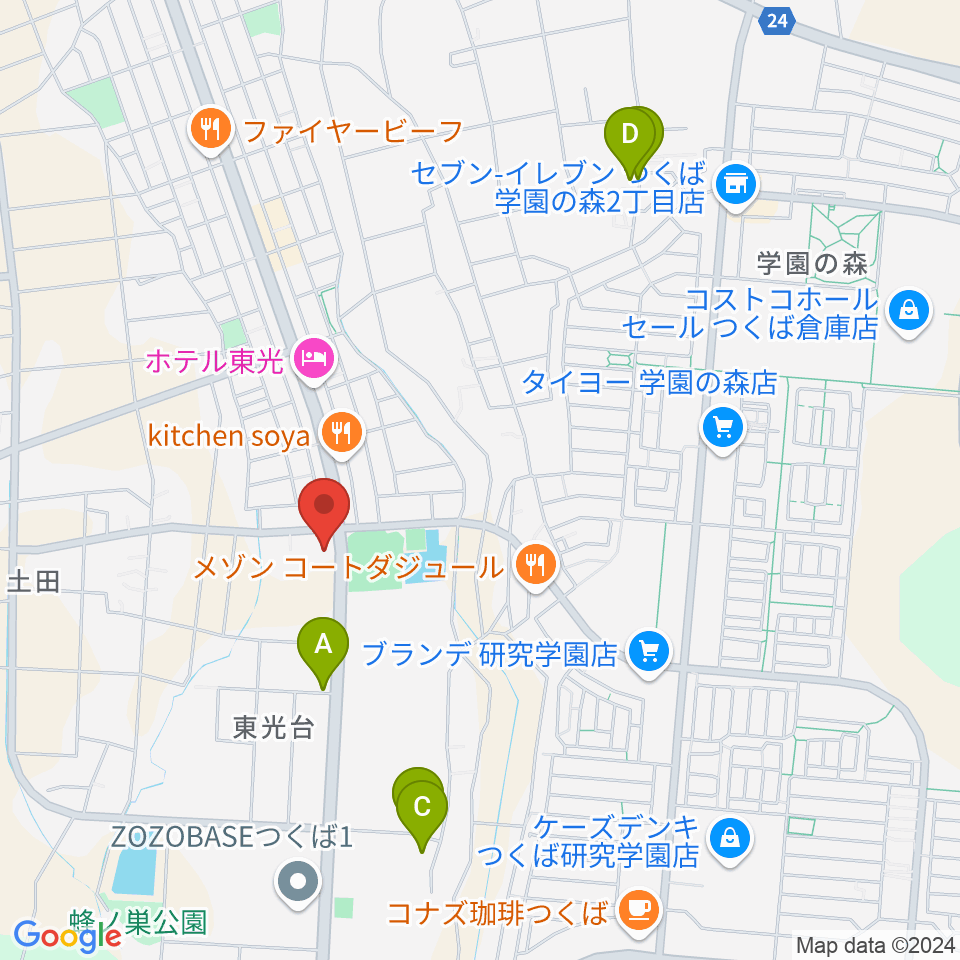 つくば市東光台体育館周辺の駐車場・コインパーキング一覧地図