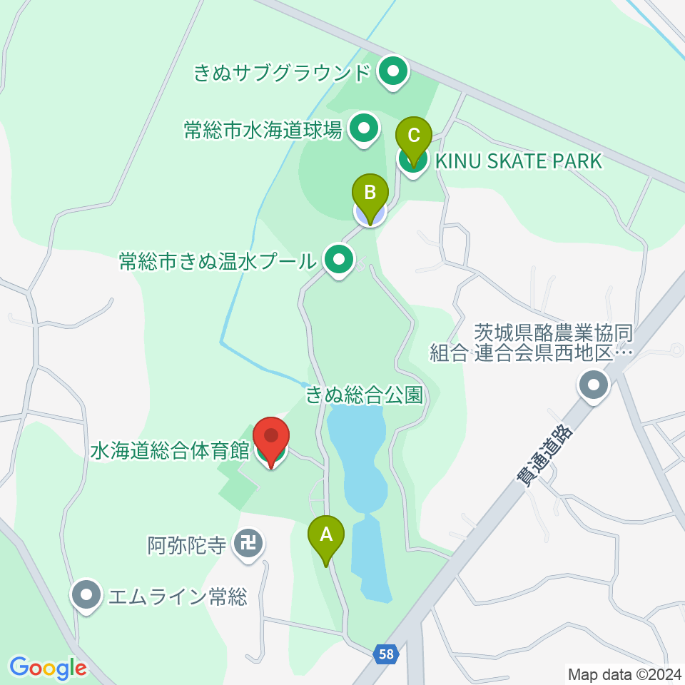 常総市水海道総合体育館周辺の駐車場・コインパーキング一覧地図