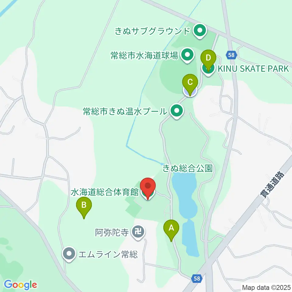 常総市水海道総合体育館周辺の駐車場・コインパーキング一覧地図