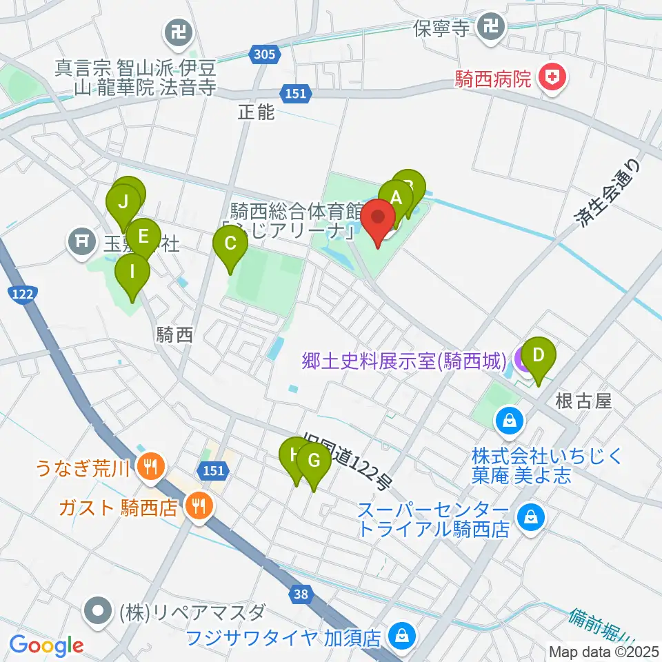 騎西総合体育館ふじアリーナ周辺の駐車場・コインパーキング一覧地図