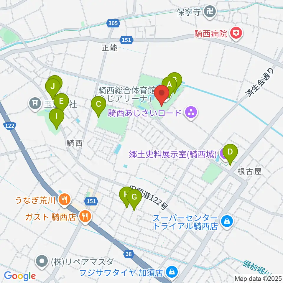 騎西総合体育館ふじアリーナ周辺の駐車場・コインパーキング一覧地図