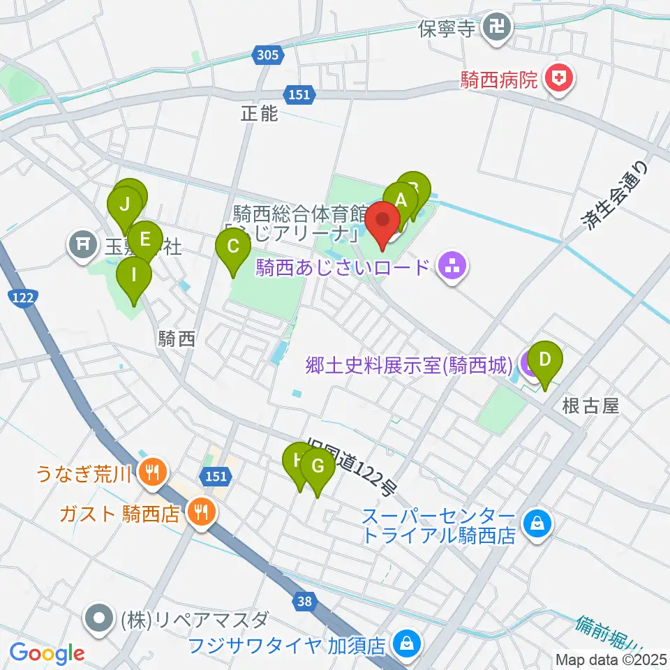 騎西総合体育館ふじアリーナ周辺の駐車場・コインパーキング一覧地図