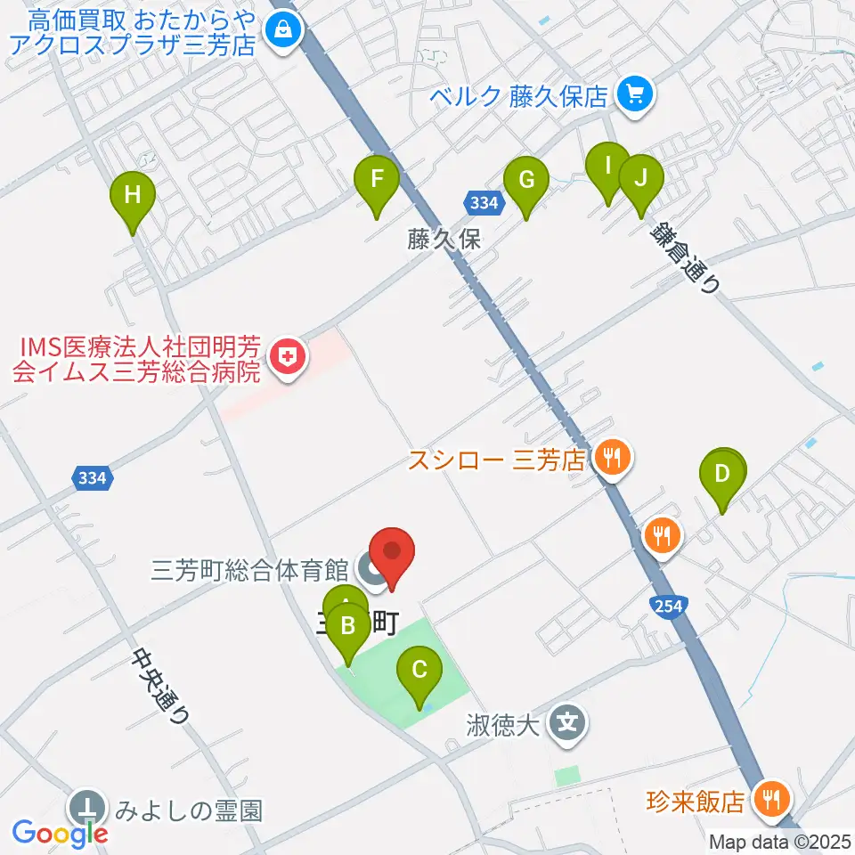 三芳町総合体育館みよしアリーナ周辺の駐車場・コインパーキング一覧地図