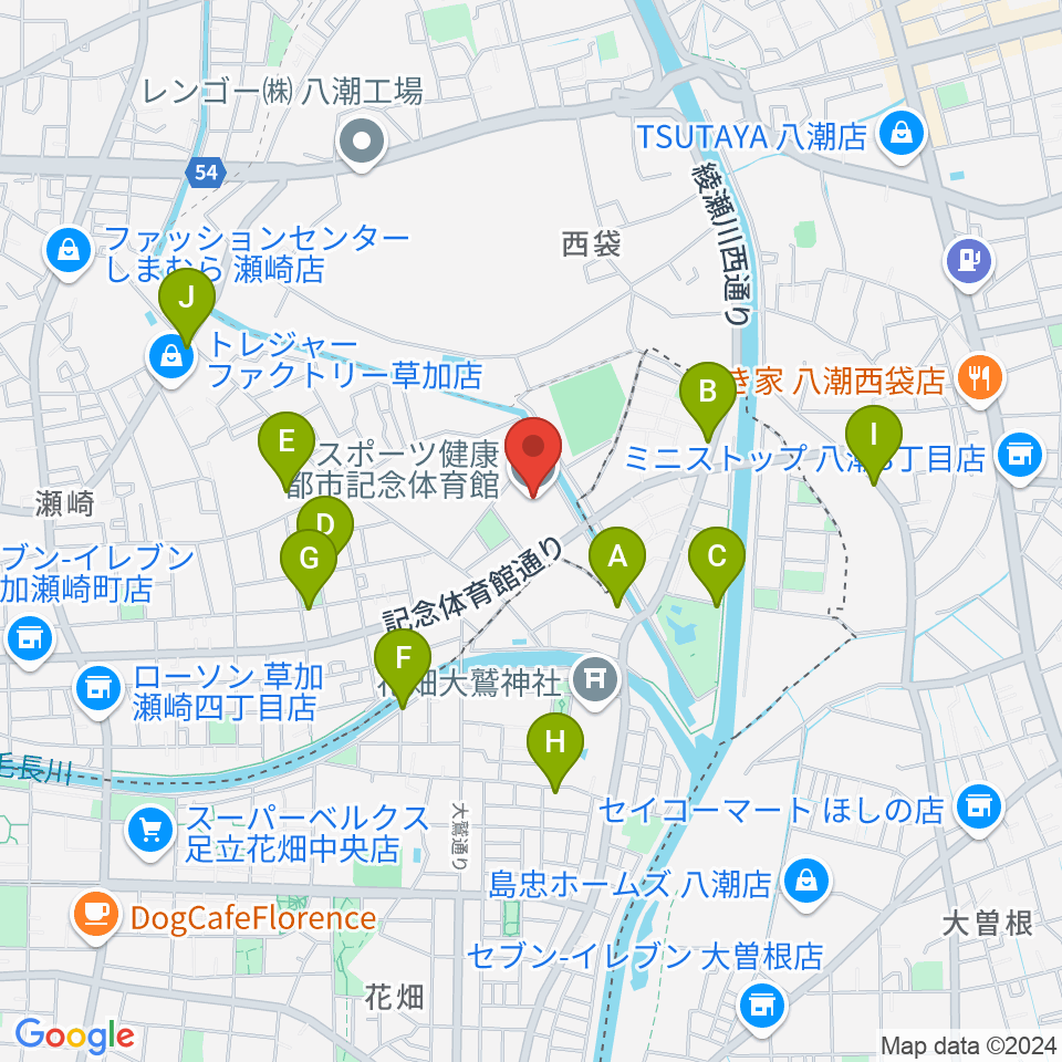 エネクルスポーツアリーナSOKA周辺の駐車場・コインパーキング一覧地図