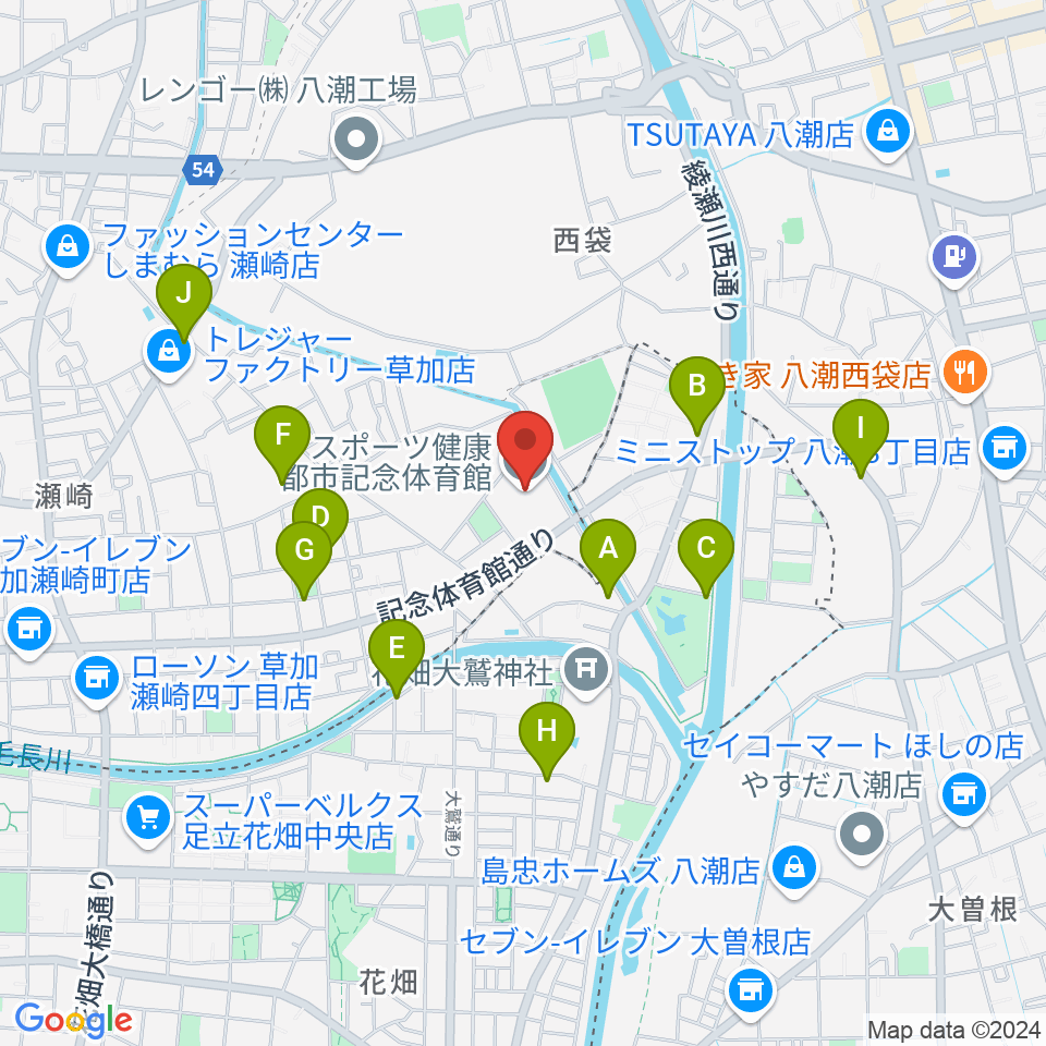 エネクルスポーツアリーナSOKA周辺の駐車場・コインパーキング一覧地図