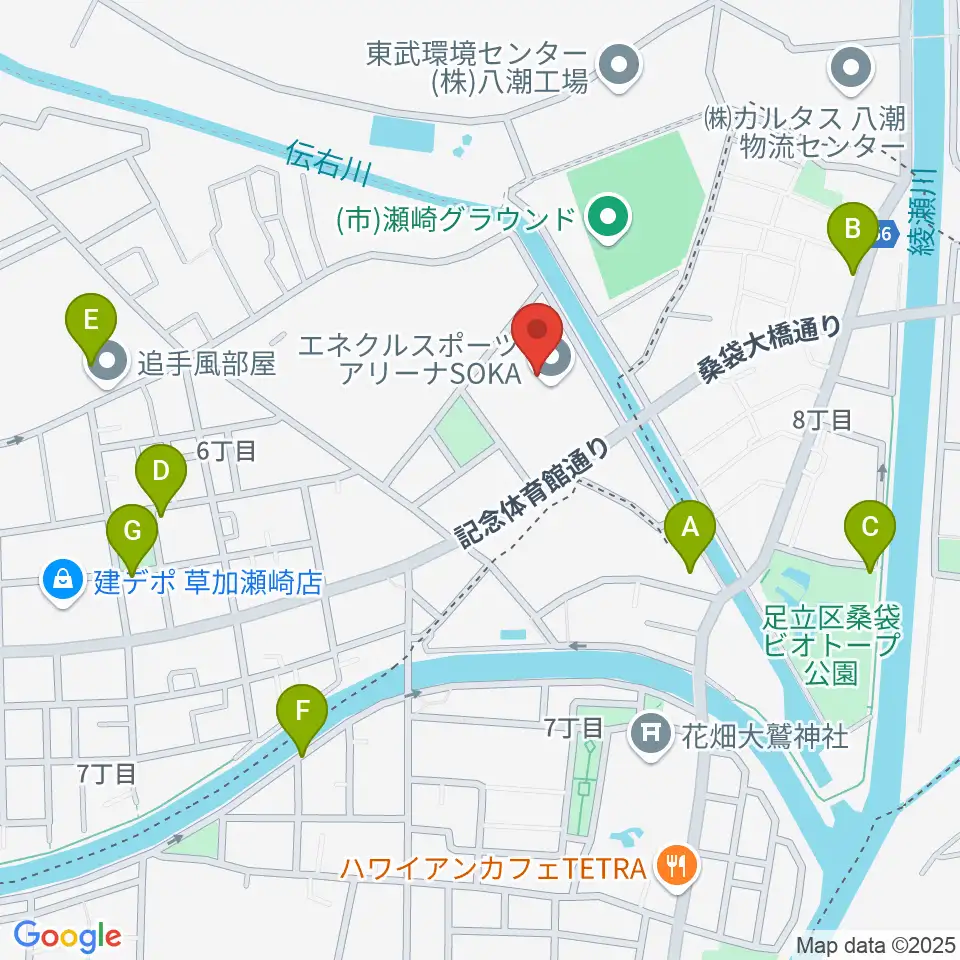 エネクルスポーツアリーナSOKA周辺の駐車場・コインパーキング一覧地図