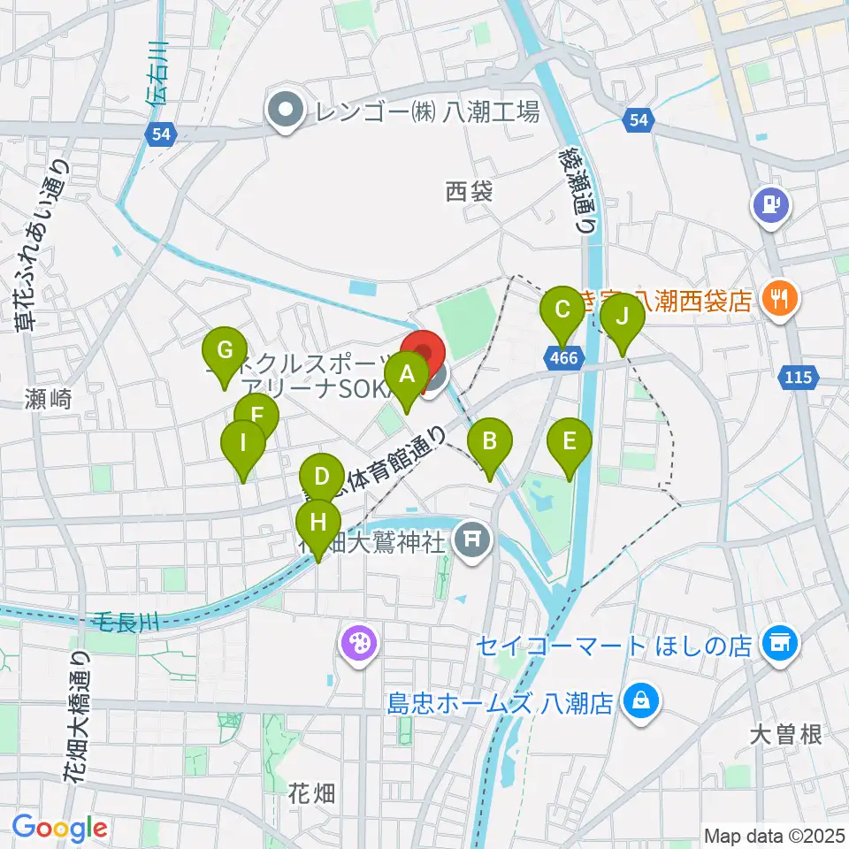 エネクルスポーツアリーナSOKA周辺の駐車場・コインパーキング一覧地図