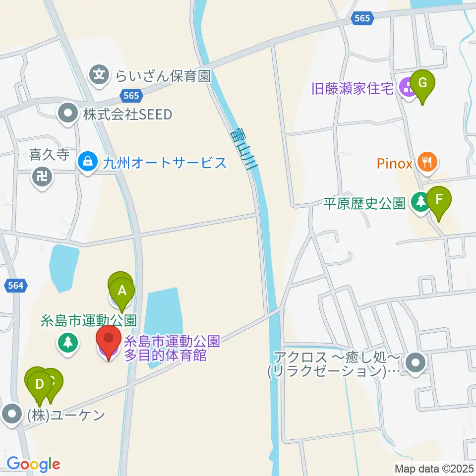 糸島市運動公園多目的体育館周辺の駐車場・コインパーキング一覧地図