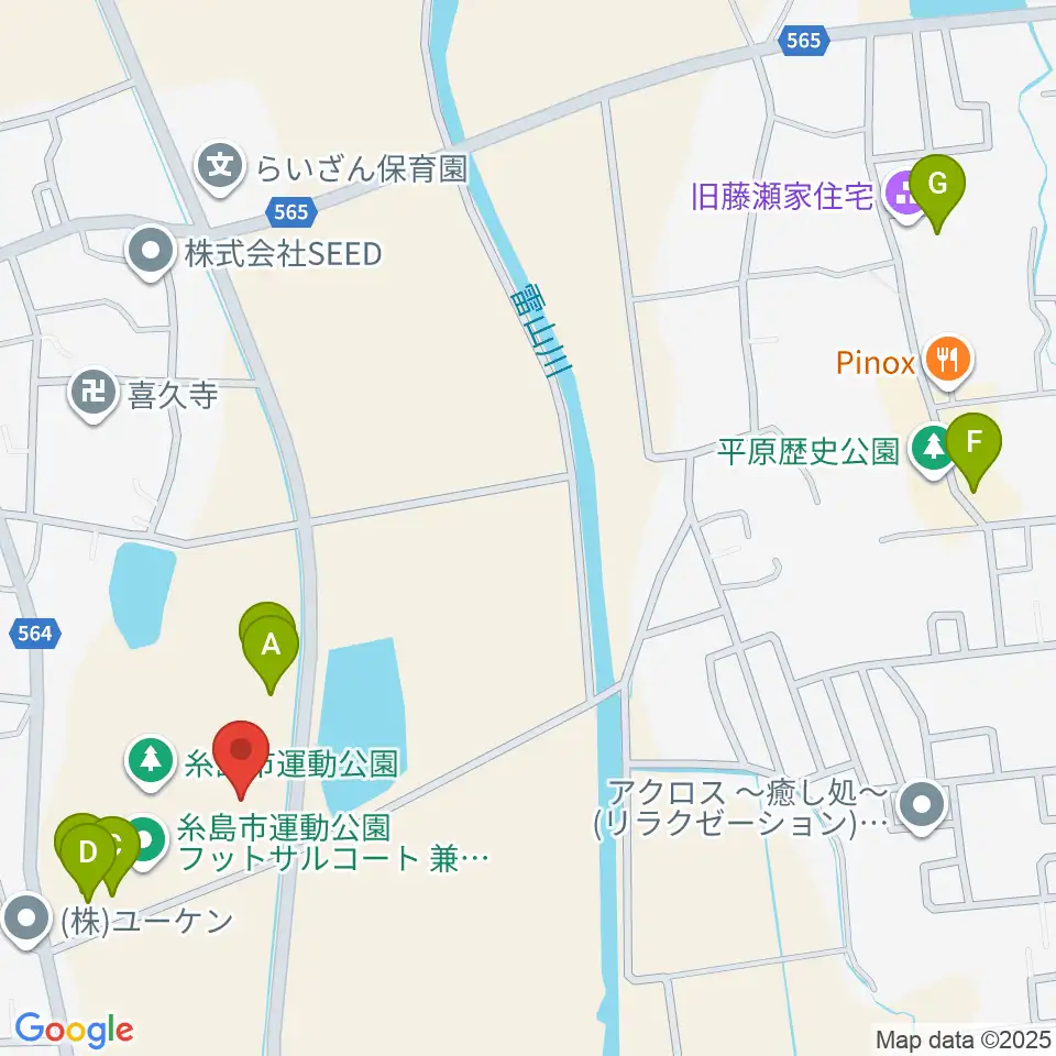 糸島市運動公園多目的体育館周辺の駐車場・コインパーキング一覧地図