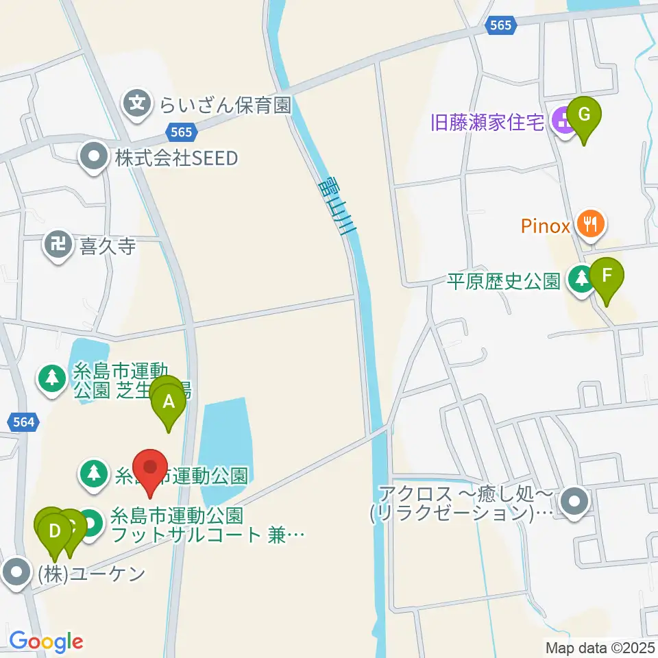 糸島市運動公園多目的体育館周辺の駐車場・コインパーキング一覧地図