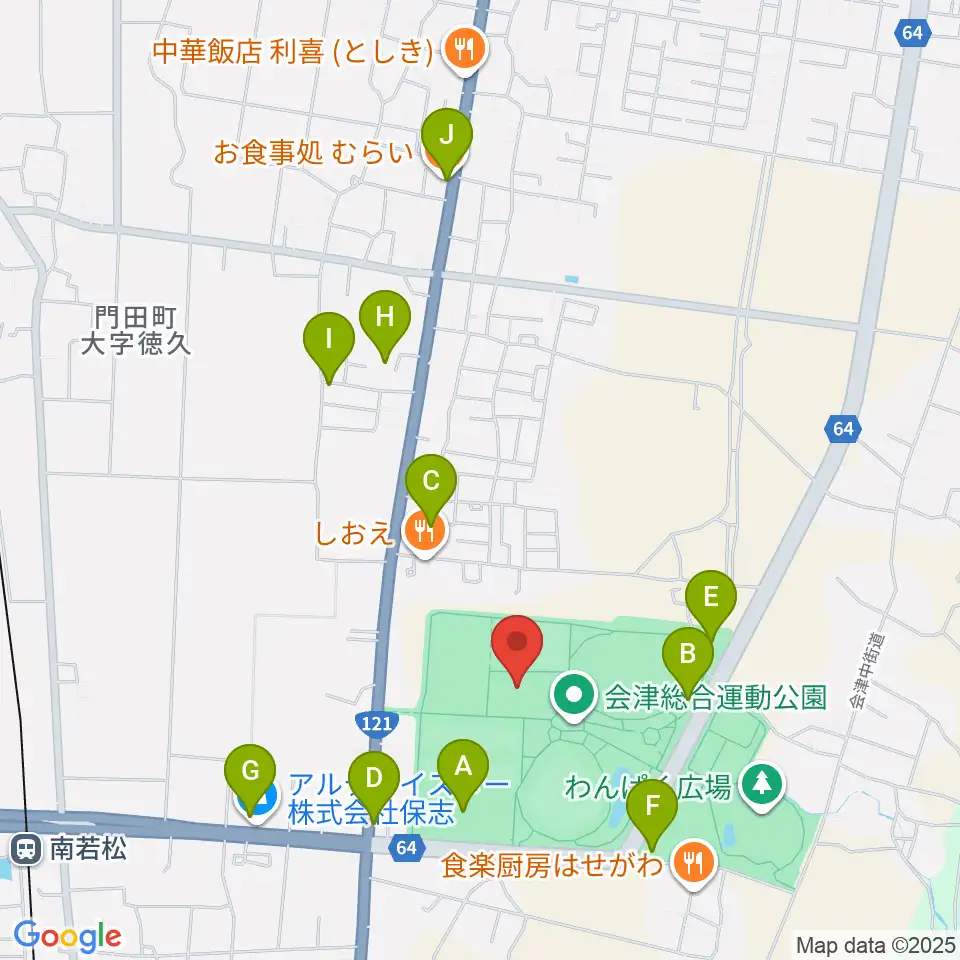 あいづ総合体育館周辺の駐車場・コインパーキング一覧地図