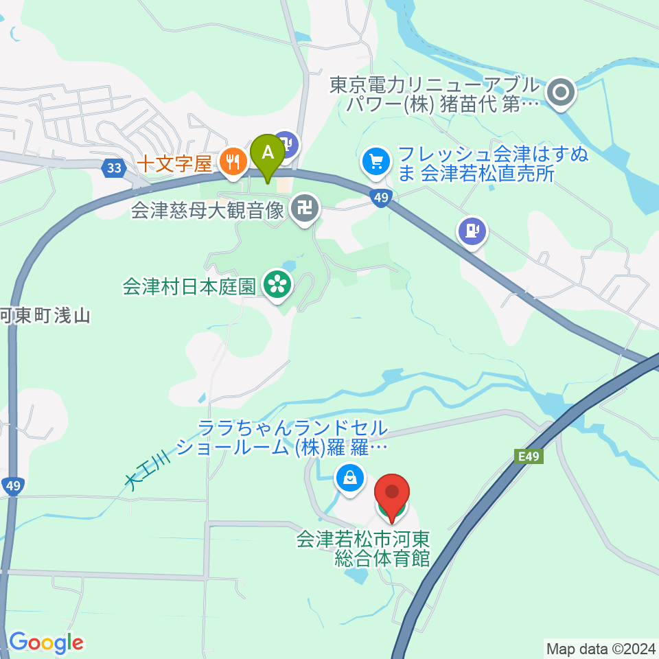 会津若松市河東総合体育館周辺の駐車場・コインパーキング一覧地図