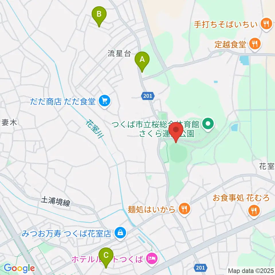 さくら運動公園野球場周辺の駐車場・コインパーキング一覧地図