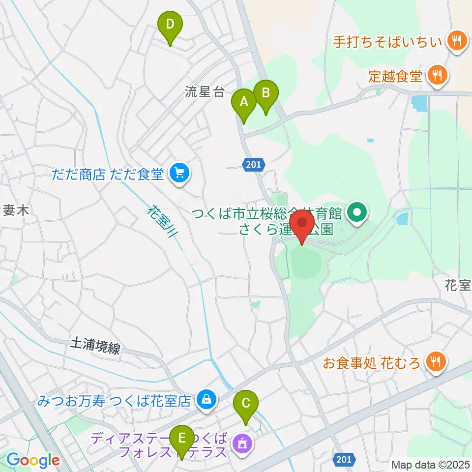 さくら運動公園野球場周辺の駐車場・コインパーキング一覧地図