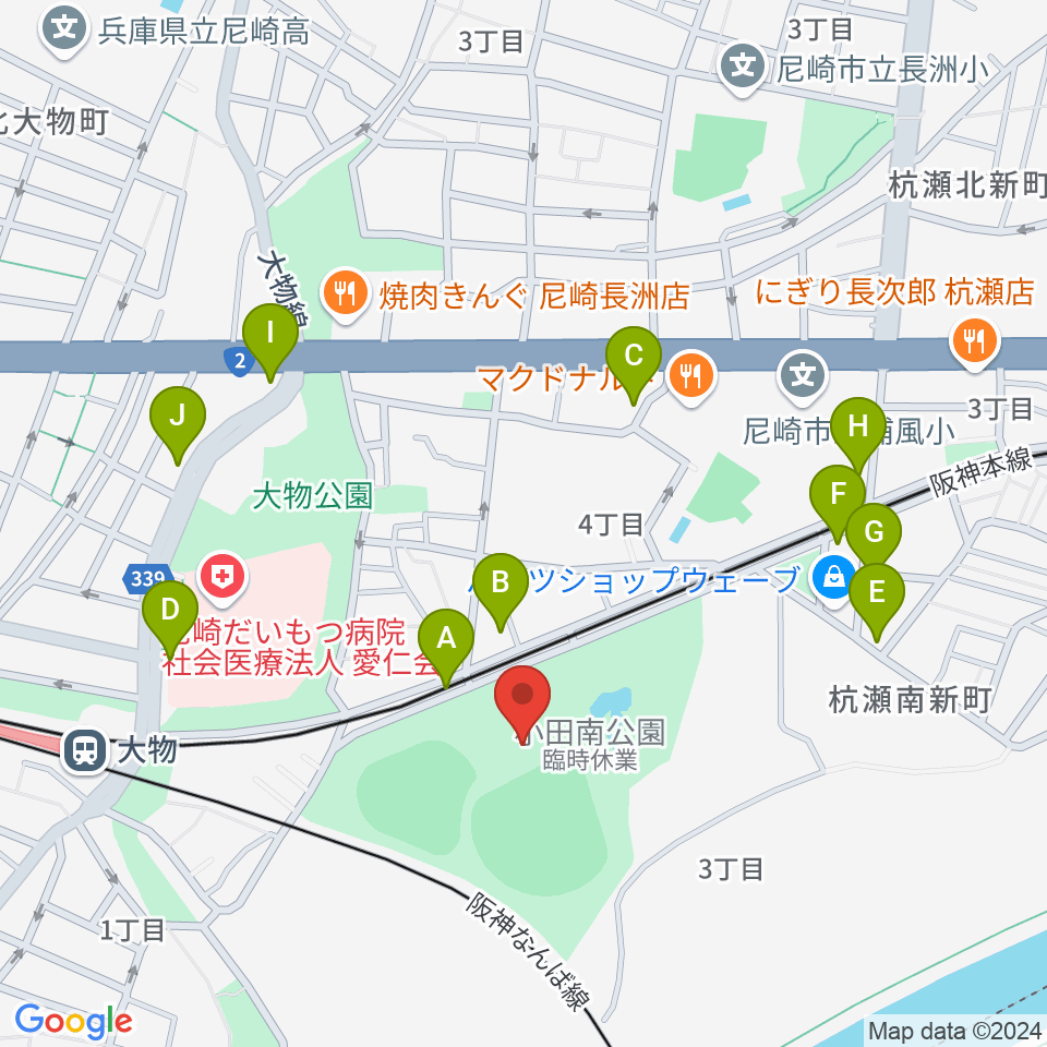 小田南公園野球場周辺の駐車場・コインパーキング一覧地図