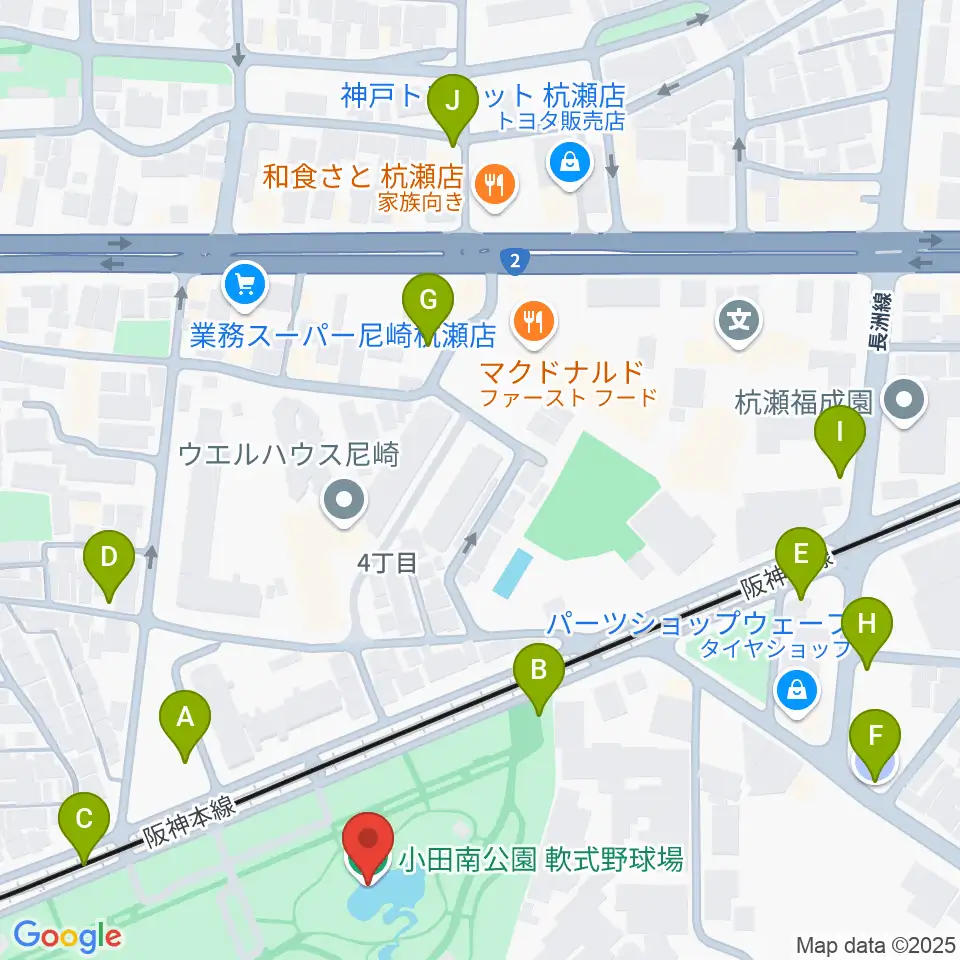小田南公園軟式野球場周辺の駐車場・コインパーキング一覧地図