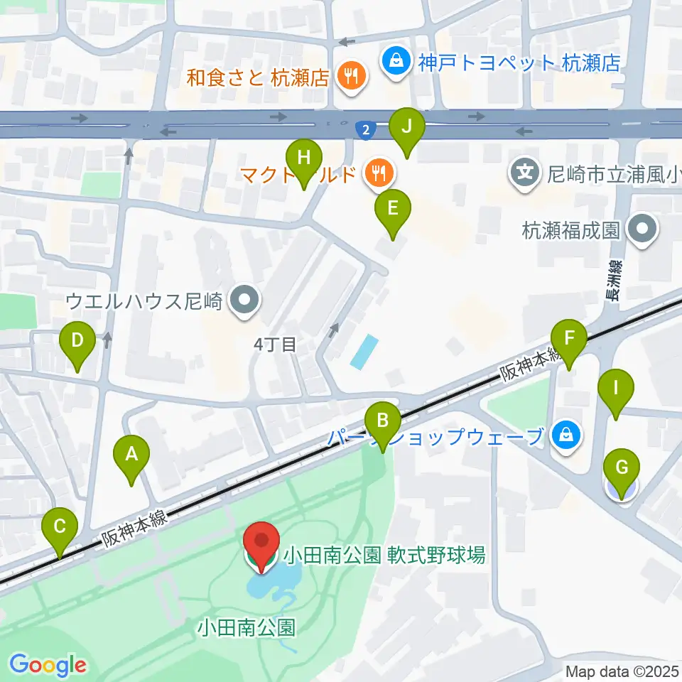 小田南公園軟式野球場周辺の駐車場・コインパーキング一覧地図