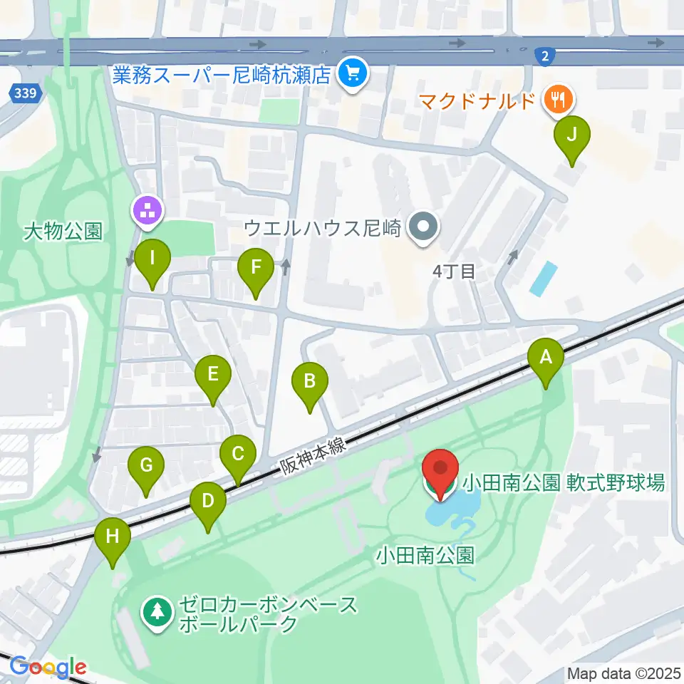 小田南公園軟式野球場周辺の駐車場・コインパーキング一覧地図