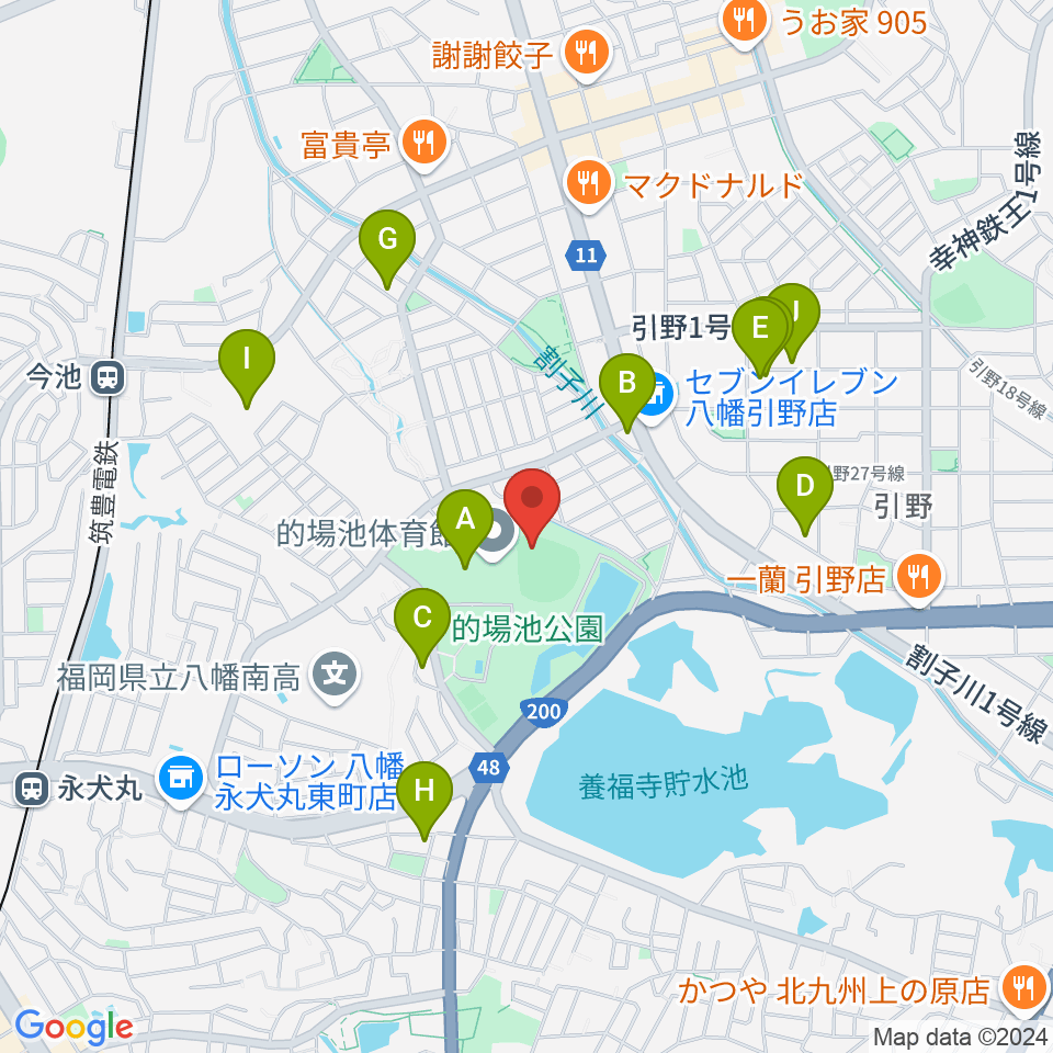 福岡トヨタ的場池スタジアム周辺の駐車場・コインパーキング一覧地図