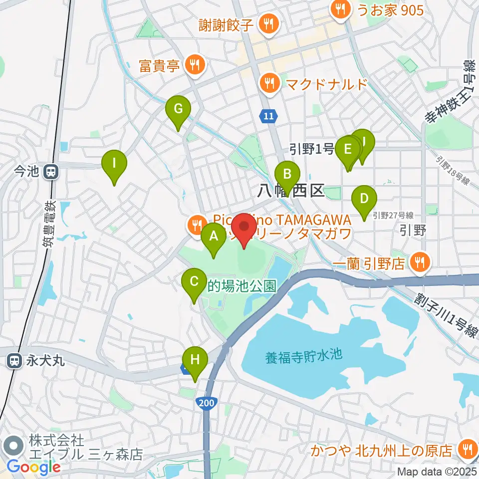 福岡トヨタ的場池スタジアム周辺の駐車場・コインパーキング一覧地図
