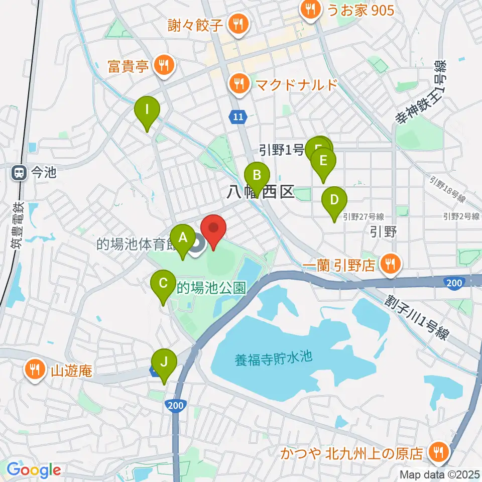 福岡トヨタ的場池スタジアム周辺の駐車場・コインパーキング一覧地図