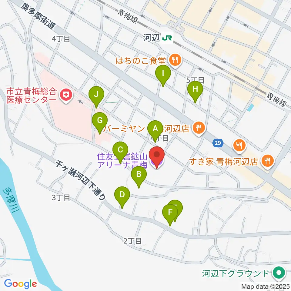 住友金属鉱山アリーナ青梅周辺の駐車場・コインパーキング一覧地図