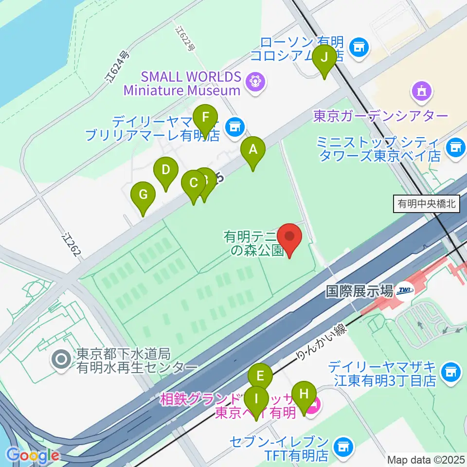 有明テニスの森公園ショーコート周辺の駐車場・コインパーキング一覧地図