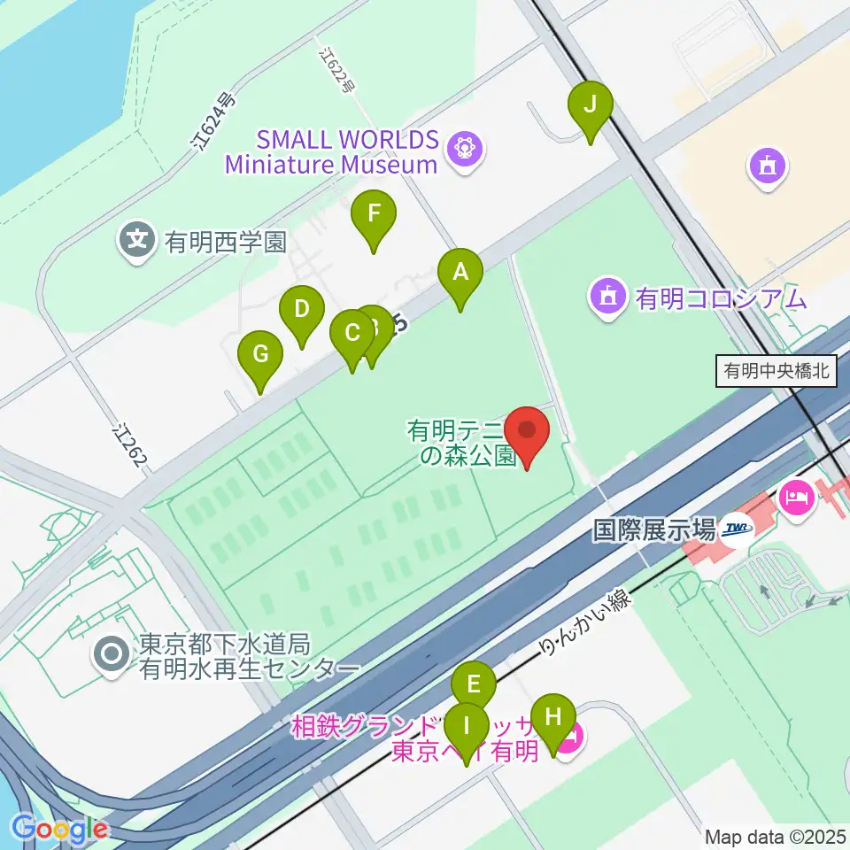 有明テニスの森公園ショーコート周辺の駐車場・コインパーキング一覧地図