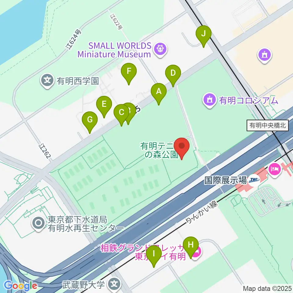 有明テニスの森公園ショーコート周辺の駐車場・コインパーキング一覧地図