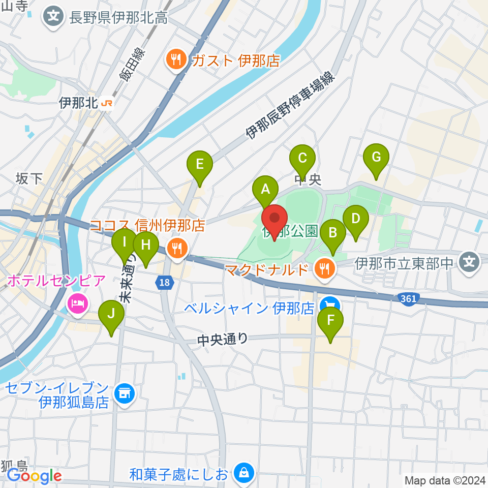 伊那ニッパツ野球場周辺の駐車場・コインパーキング一覧地図