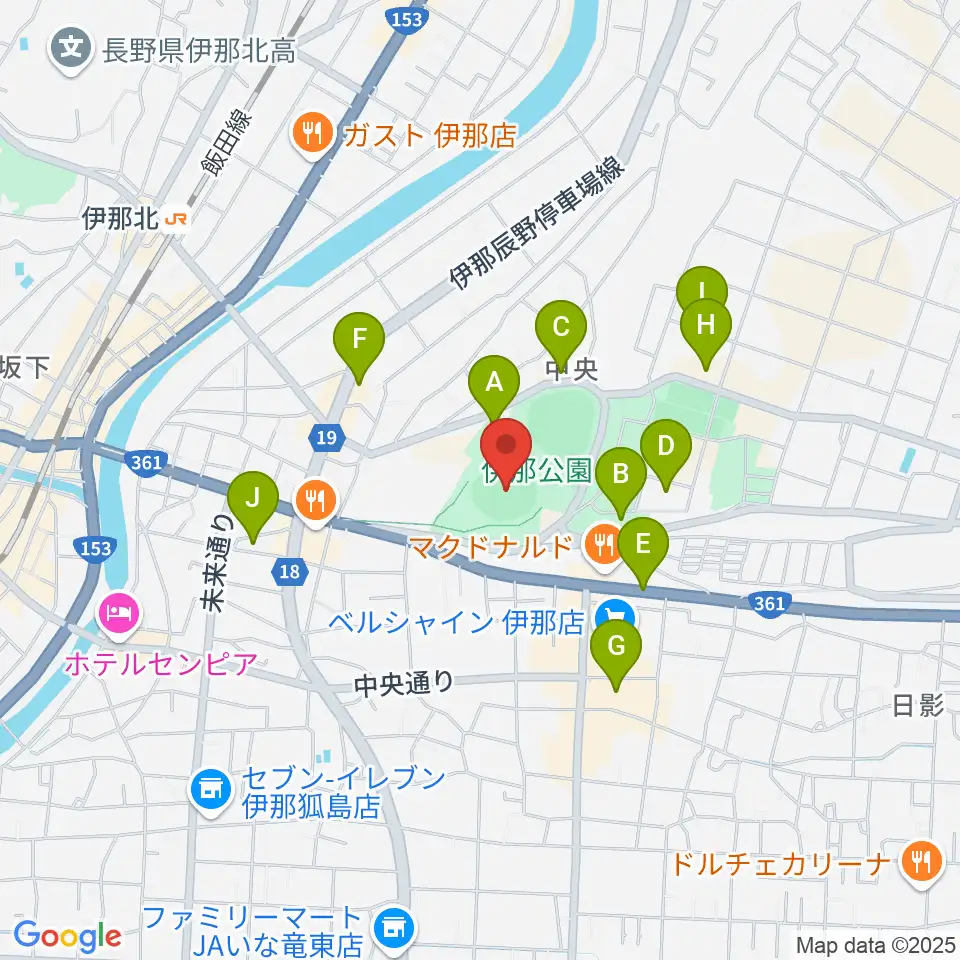 伊那ニッパツ野球場周辺の駐車場・コインパーキング一覧地図