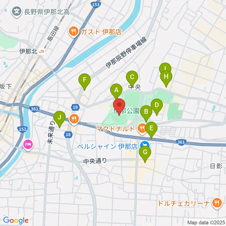 伊那ニッパツ野球場周辺の駐車場・コインパーキング一覧地図
