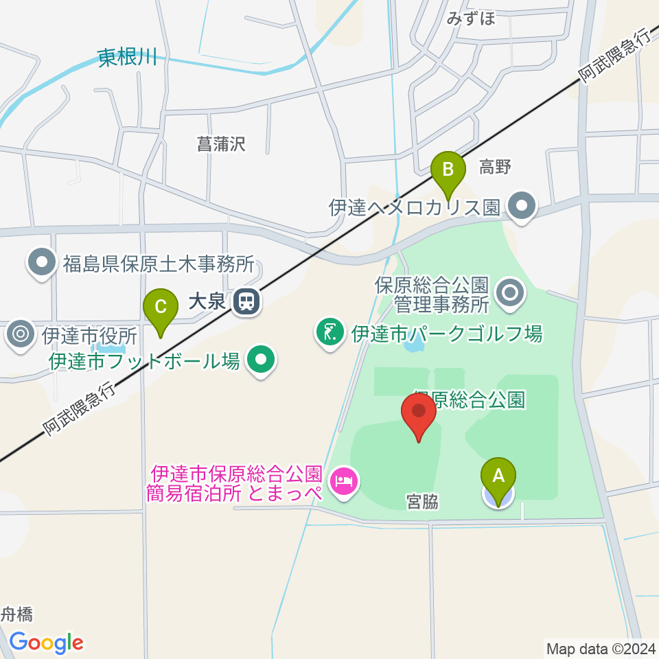 エフコム大泉球場周辺の駐車場・コインパーキング一覧地図