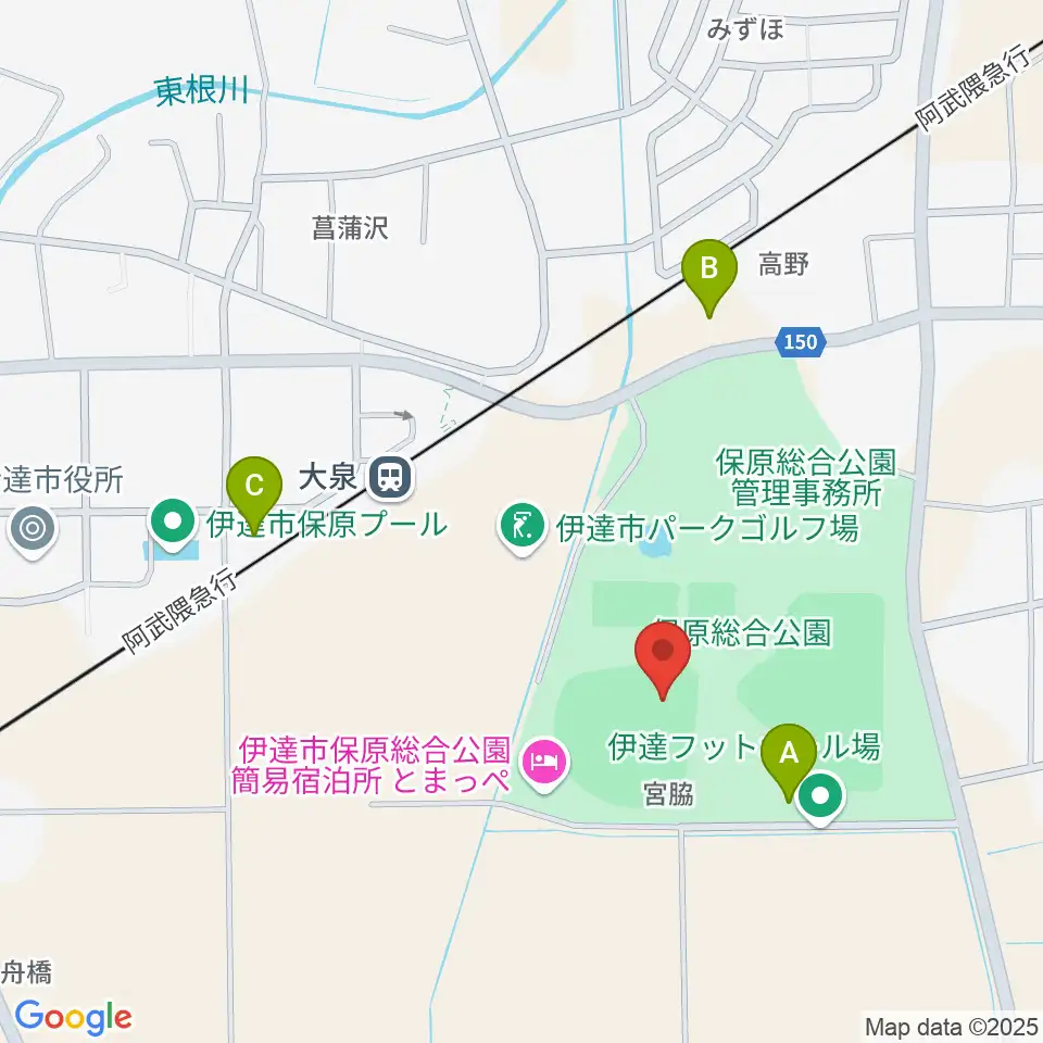 エフコム大泉球場周辺の駐車場・コインパーキング一覧地図