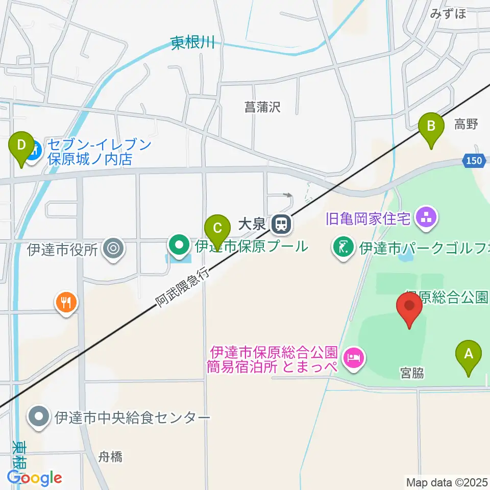 エフコム大泉球場周辺の駐車場・コインパーキング一覧地図