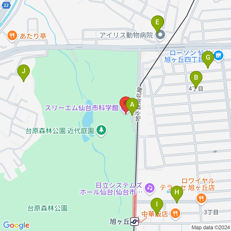 スリーエム仙台市科学館周辺の駐車場・コインパーキング一覧地図