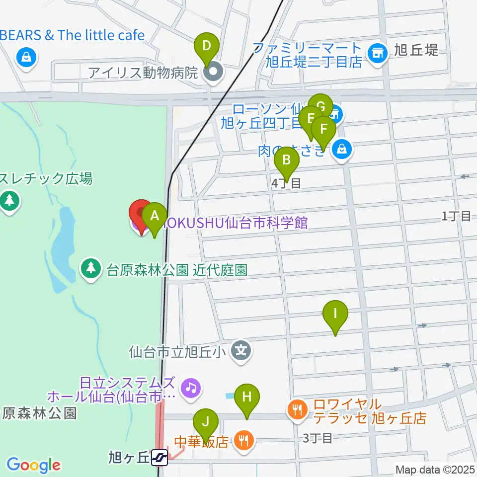 HOKUSHU仙台市科学館周辺の駐車場・コインパーキング一覧地図