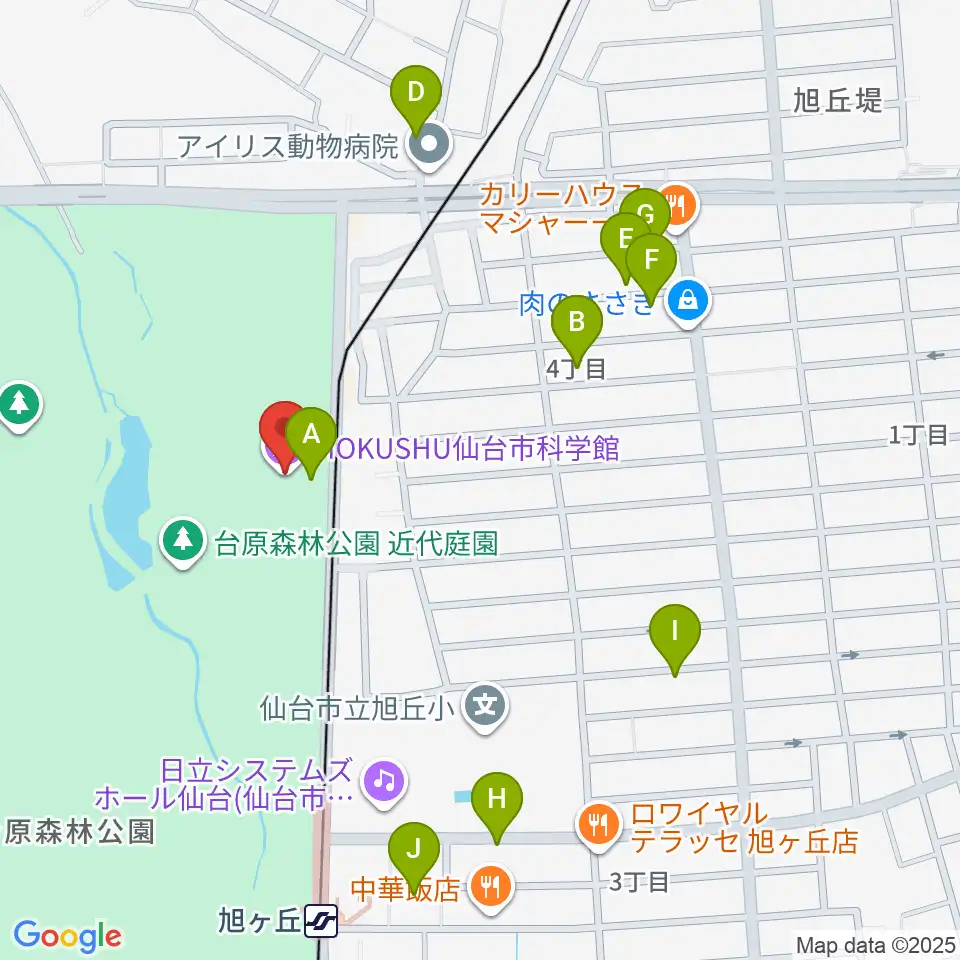 HOKUSHU仙台市科学館周辺の駐車場・コインパーキング一覧地図