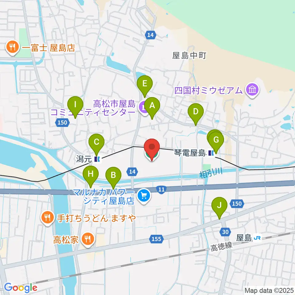屋島レクザムフィールド周辺の駐車場・コインパーキング一覧地図