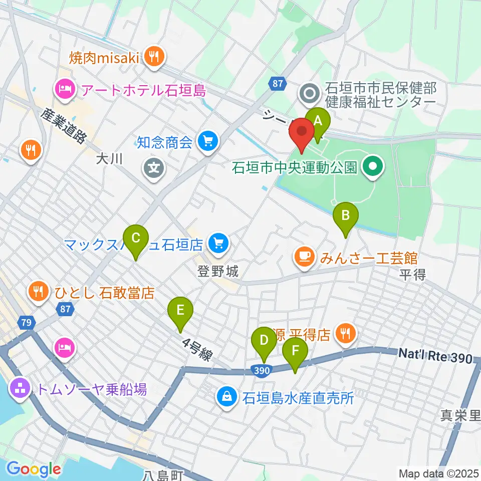 ロートスタジアム石垣周辺の駐車場・コインパーキング一覧地図