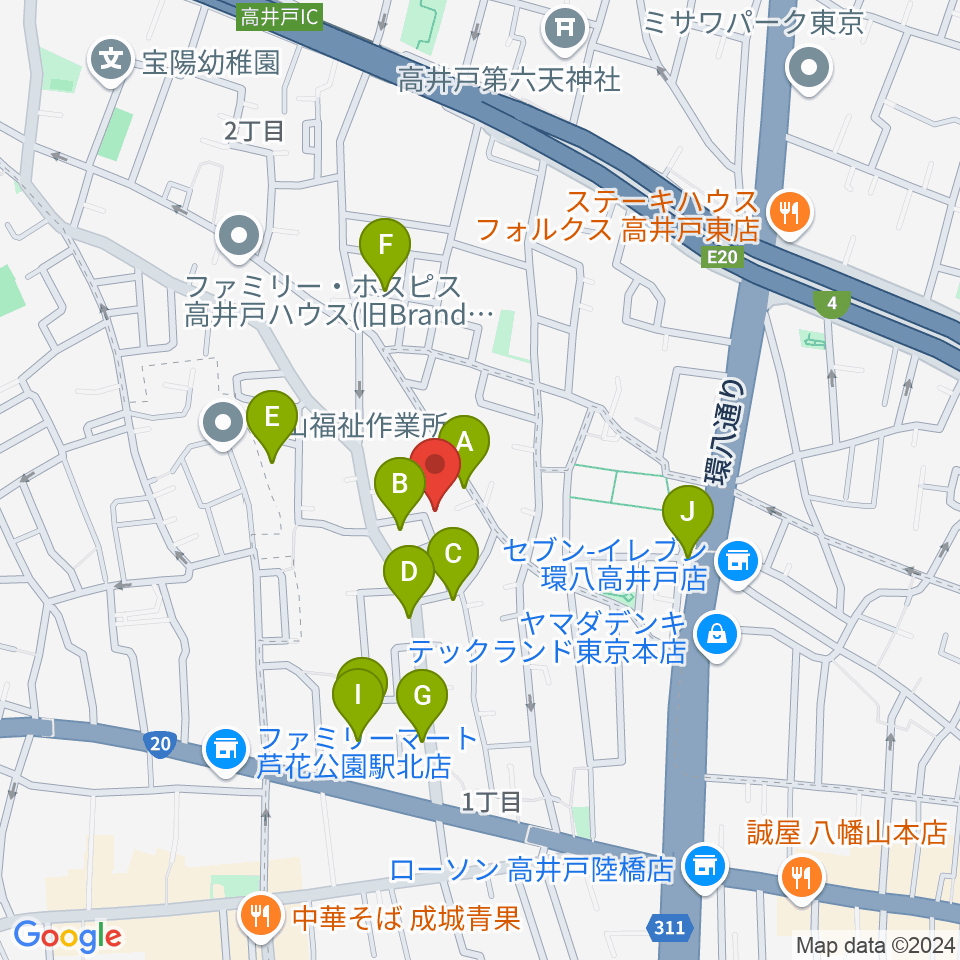 スタジオフォレスタ周辺の駐車場・コインパーキング一覧地図