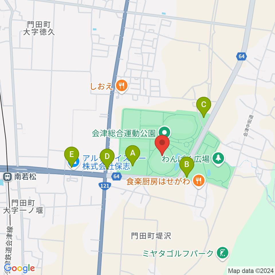 あいづ球場周辺の駐車場・コインパーキング一覧地図