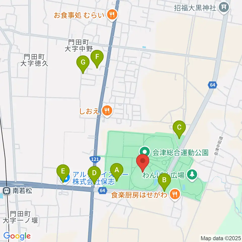 あいづ球場周辺の駐車場・コインパーキング一覧地図