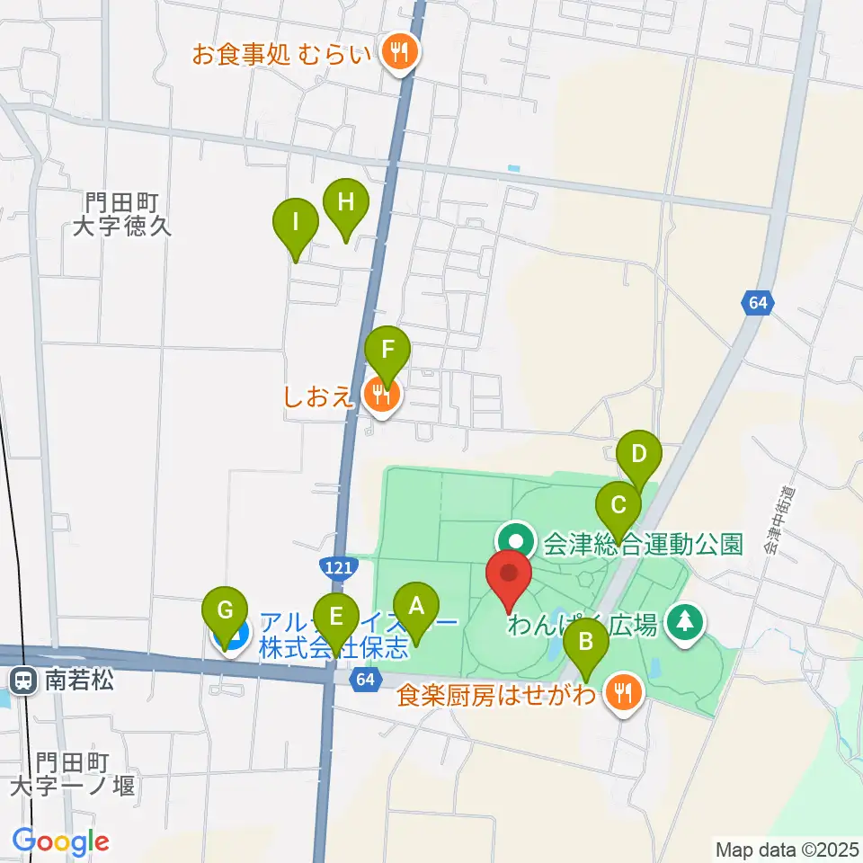 あいづ球場周辺の駐車場・コインパーキング一覧地図