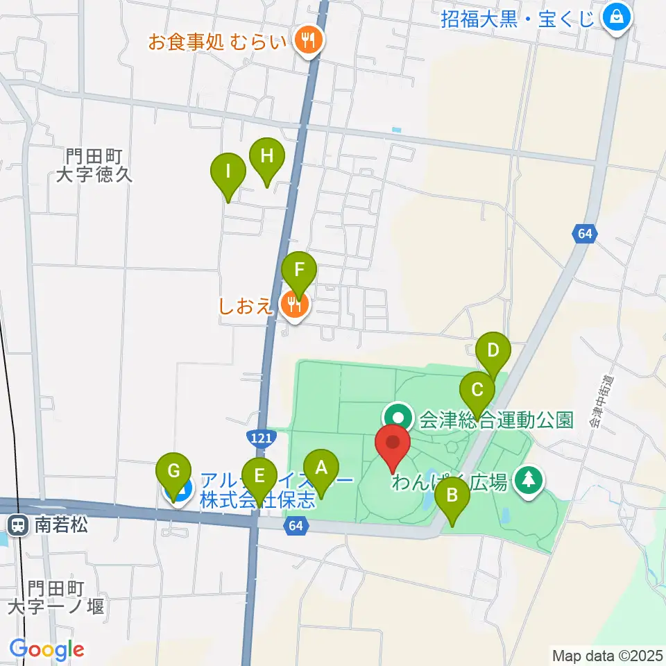 あいづ球場周辺の駐車場・コインパーキング一覧地図