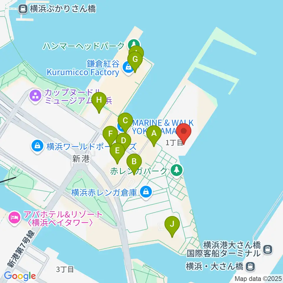 海上保安資料館横浜館周辺の駐車場・コインパーキング一覧地図
